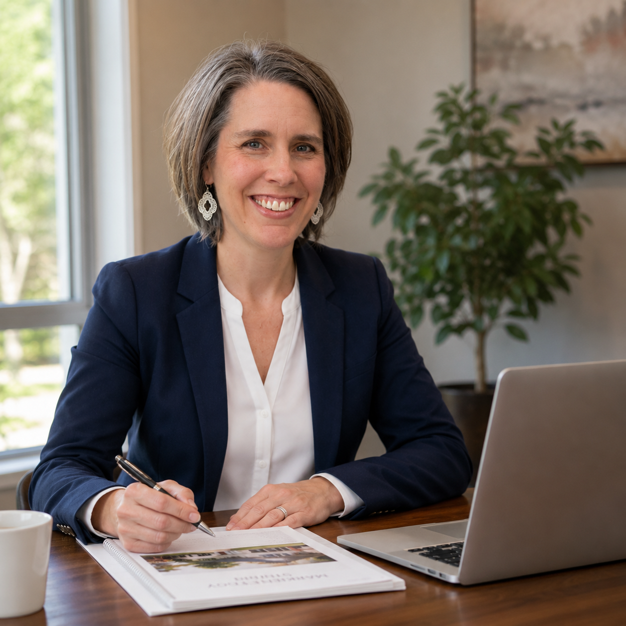 Emily Cressey Seattle real estate agent at desk professional