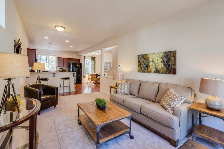 Living room interior in a home being prepared for downsizing
