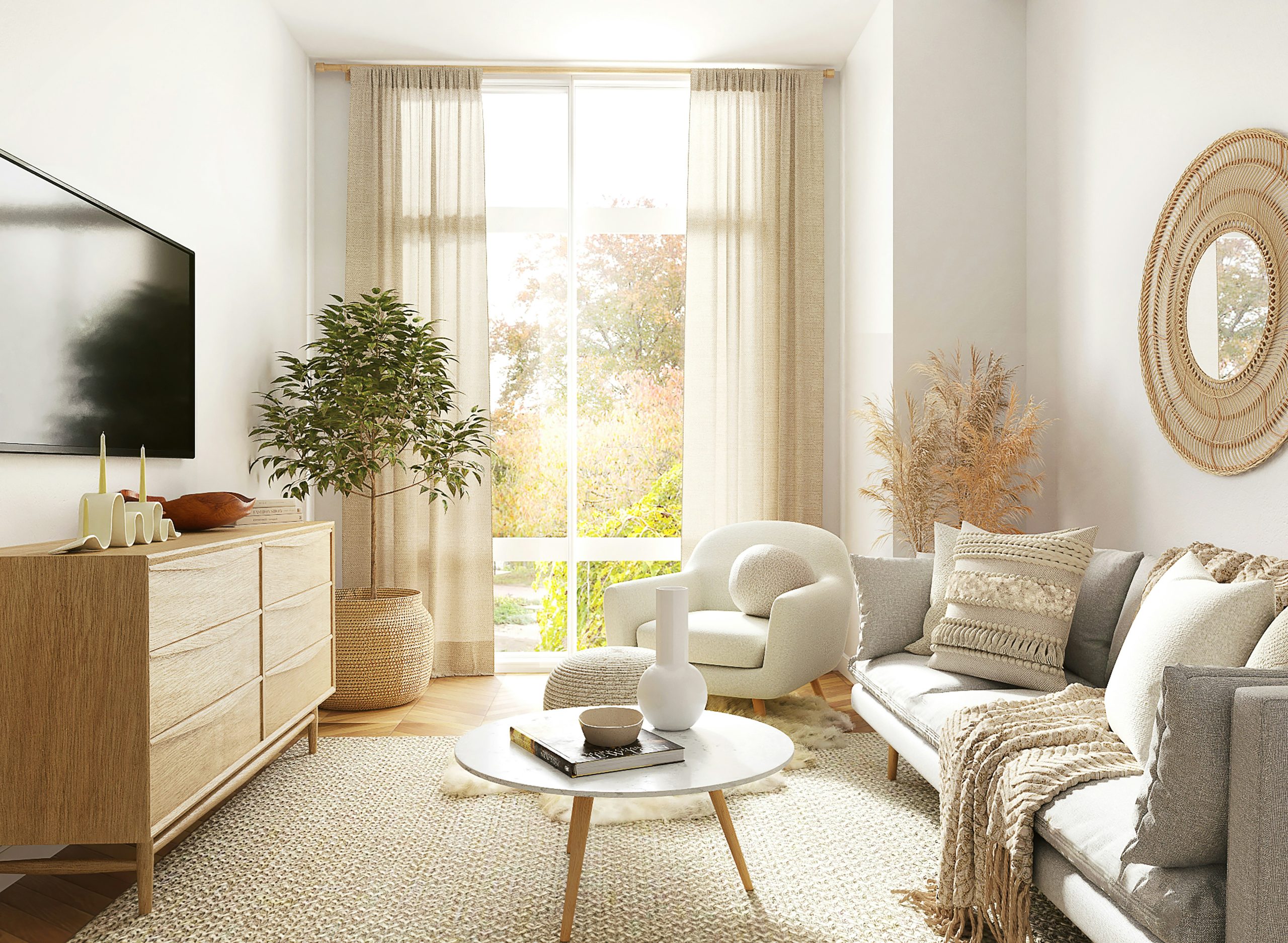 Cozy small living room representing a downsized home