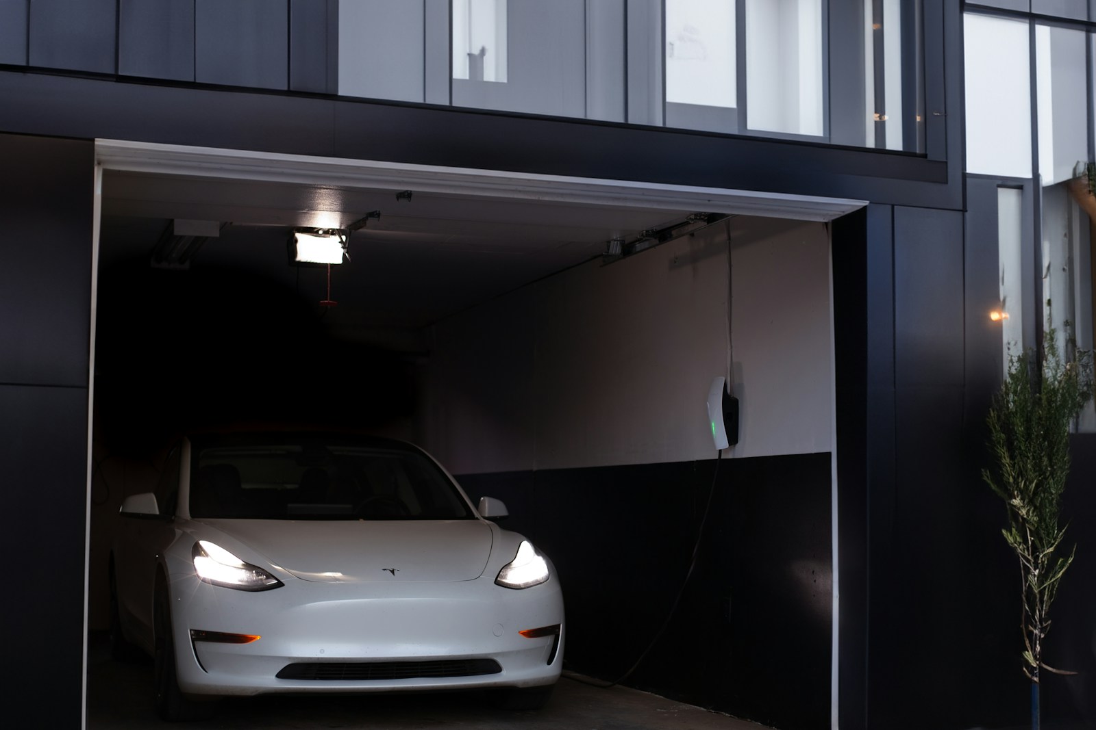Car parked in a tight new townhome garage in Seattle